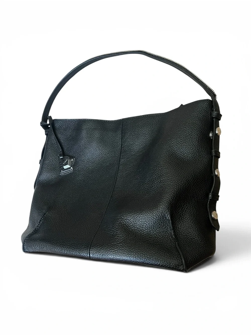 Botkier Soho Hobo Black Pebbled Leather Y2K Moto Shoulder Bag